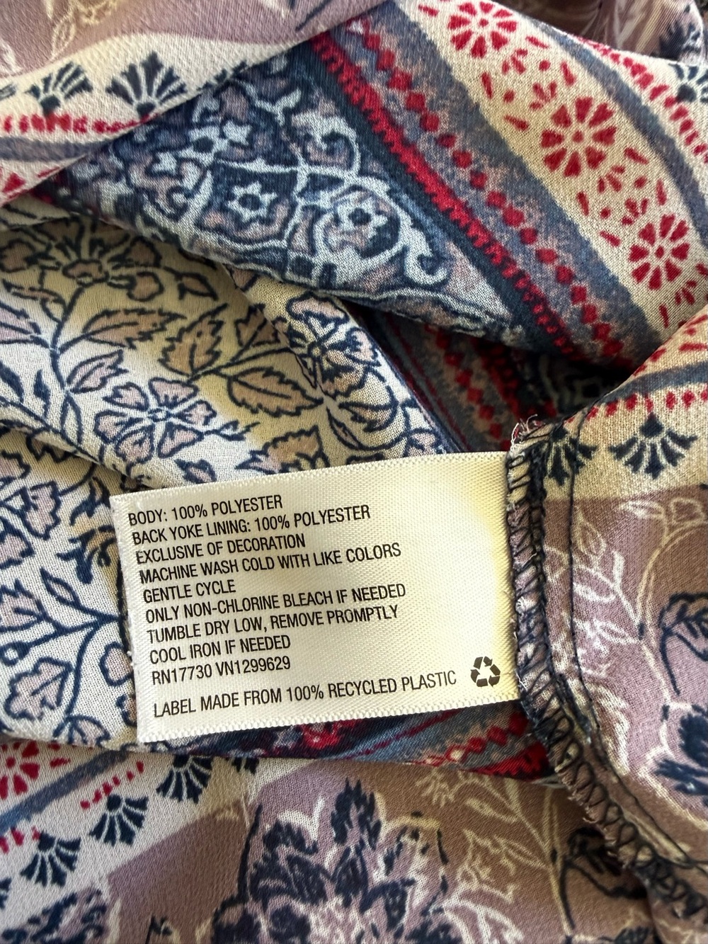 Boho Floral Print Peasant Top in Lavender, Navy & Cream - Picture 4 of 6